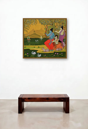Shree Ram Sita Laxman (The Eternal Exile) by artist Chetan Katigar displayed in a Designer Study