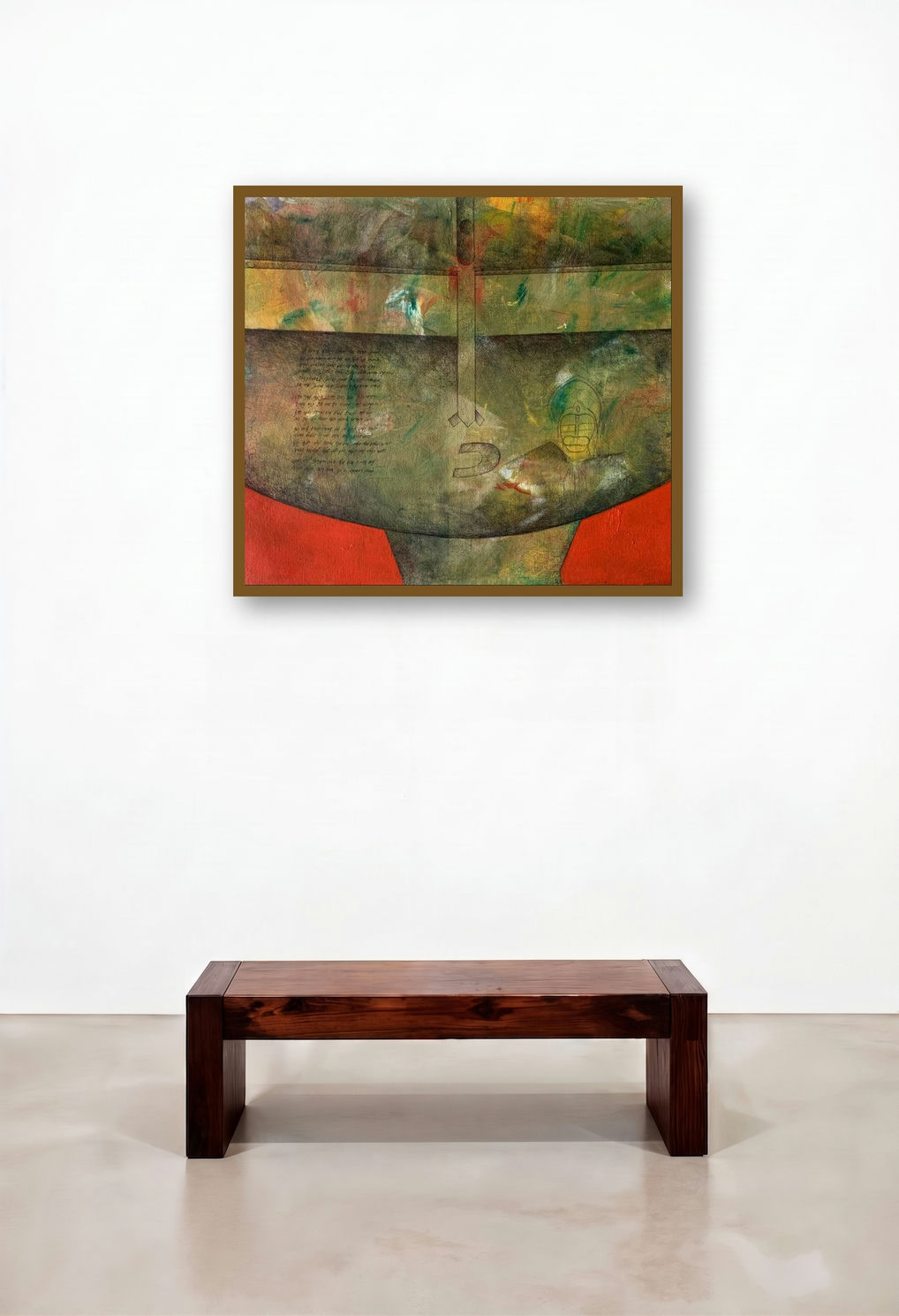 Shri Ram (Enigma) by artist Amit Pithadia displayed in a Mid-Century Modern Living Room