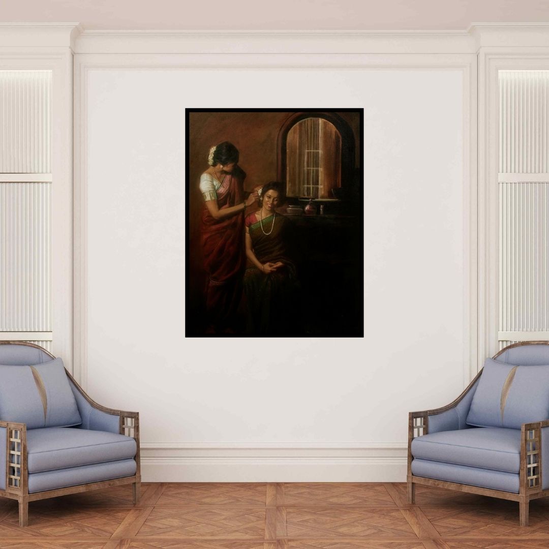 In-situ view of Ramesh Nanware's 'Shringar' painting in a room