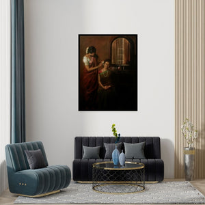 Preview of 'Shringar' Painting by Ramesh Nanware shown on a wall in a furnished room.