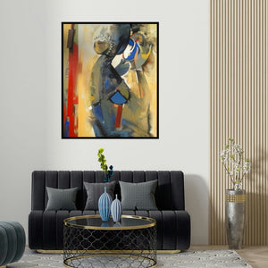 'Shringar' painting by Vishal Phasale shown on a wall in a furnished room.