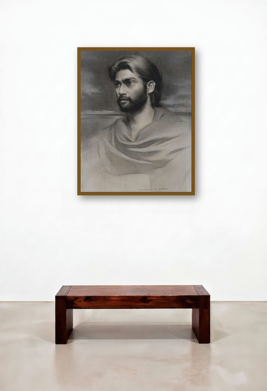 Shyam by artist Vaibhav Naik displayed in a Contemporary Luxury Hallway