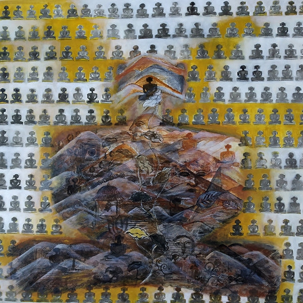 Siddhachal' meditation acrylic painting by artist Alpa Palkhiwala, 36x36 inch, on canvas