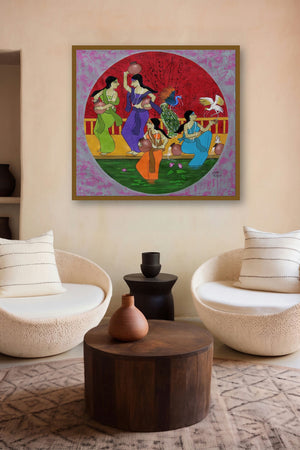 Silence Talk (Water Maidens) by artist Chetan Katigar displayed in a Modern gallery