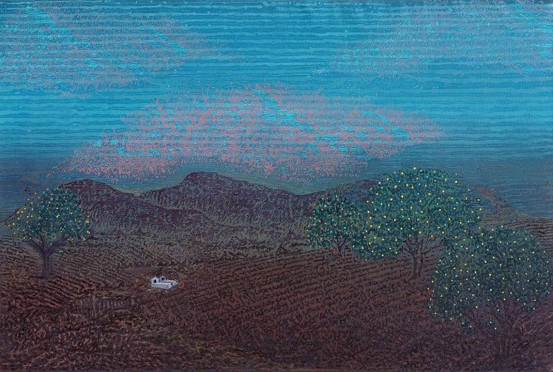 Landscape oil painting titled 'Silent As Grave', 24x36 inches, by artist Balaji Ponna on Canvas