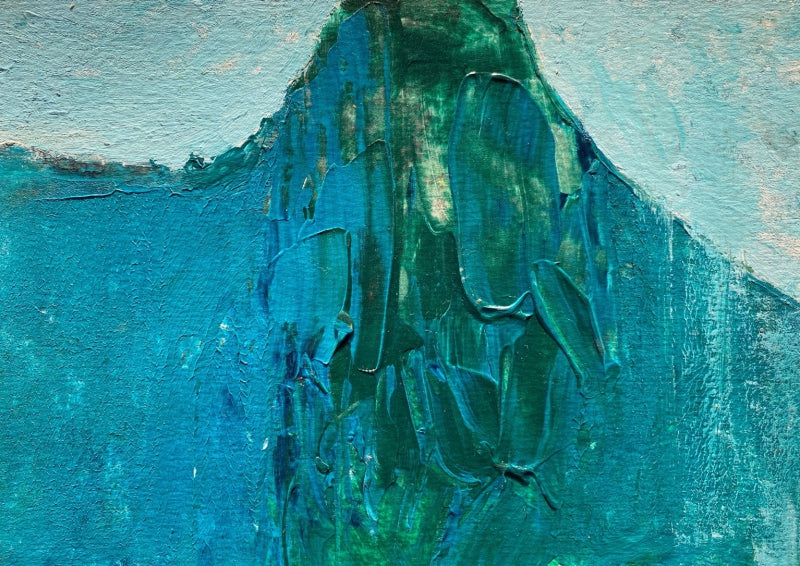 'Silent Ascent' landscape acrylic painting by artist Makarand Rane, 11x13 inch, on paper