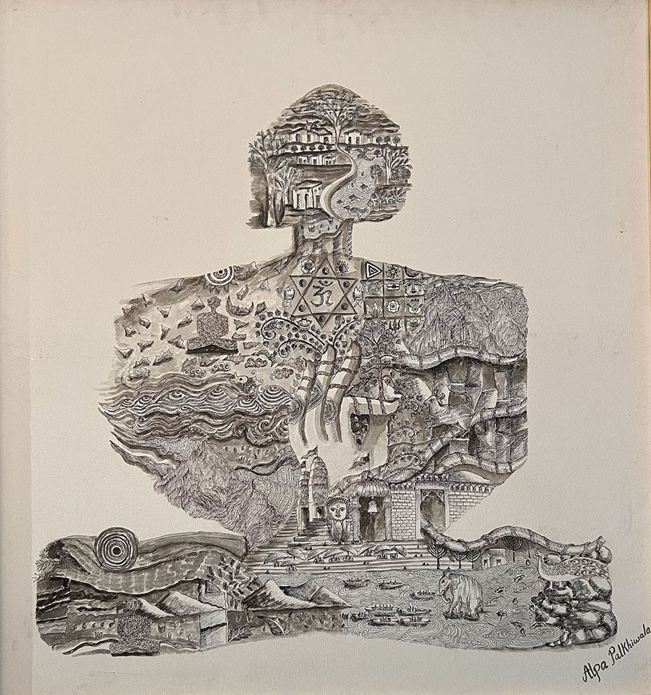 Silent Explosion 1' meditation acrylic painting by artist Alpa Palkhiwala, 36x36 inch, on canvas