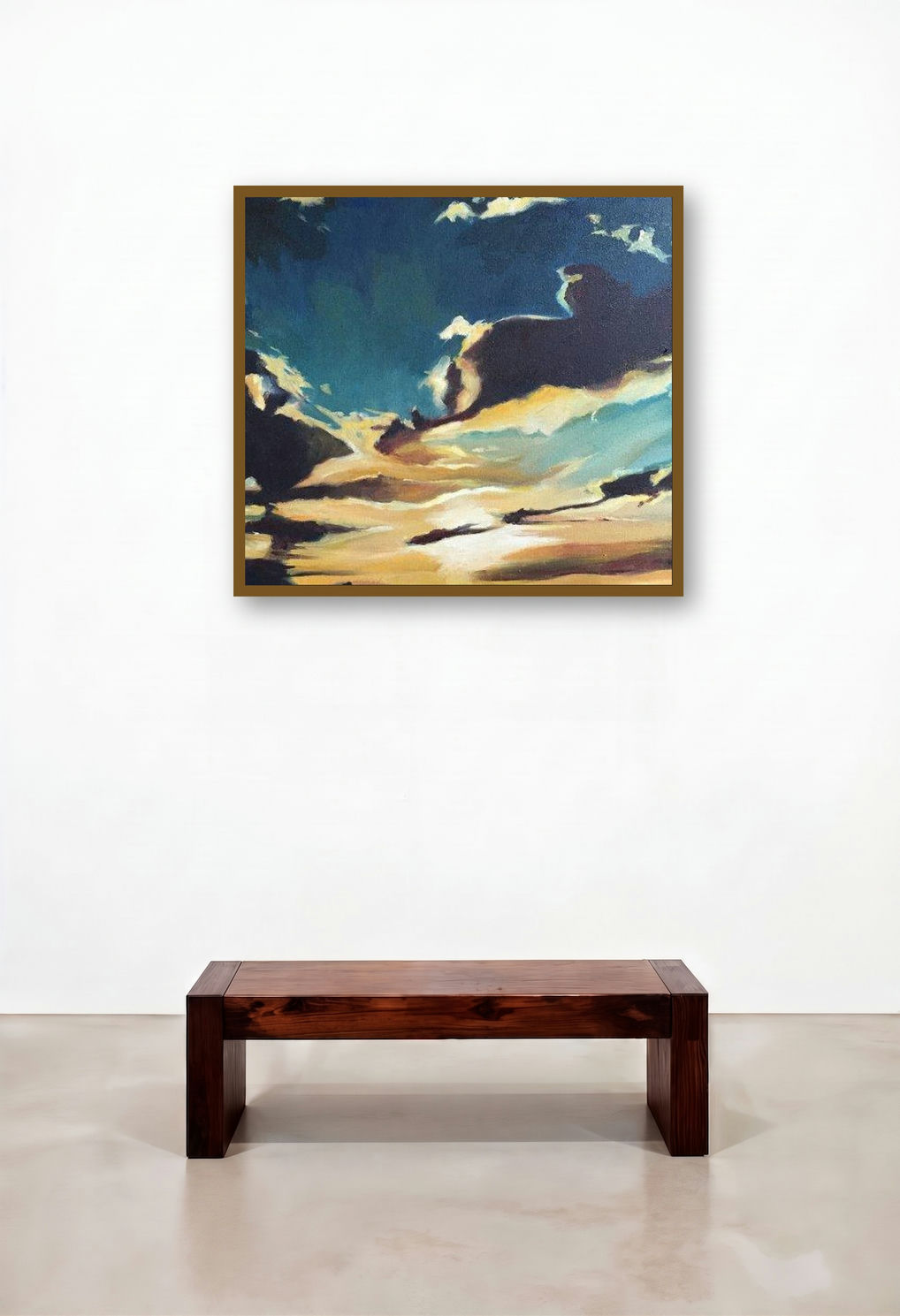 Silver Lining (Dramatic Clouds) by artist Shagufta Mehdi displayed in a Mid-Century Modern Foyer