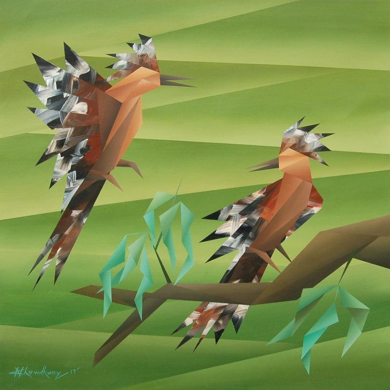 Animals acrylic painting titled 'Similarity 3', 24x24 inches, by artist Nirakar Chowdhury on Canvas