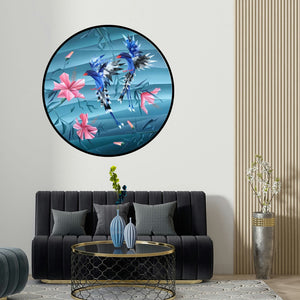 Nirakar Chowdhury's 'Similarity' painting visualized above a sofa in a contemporary room.