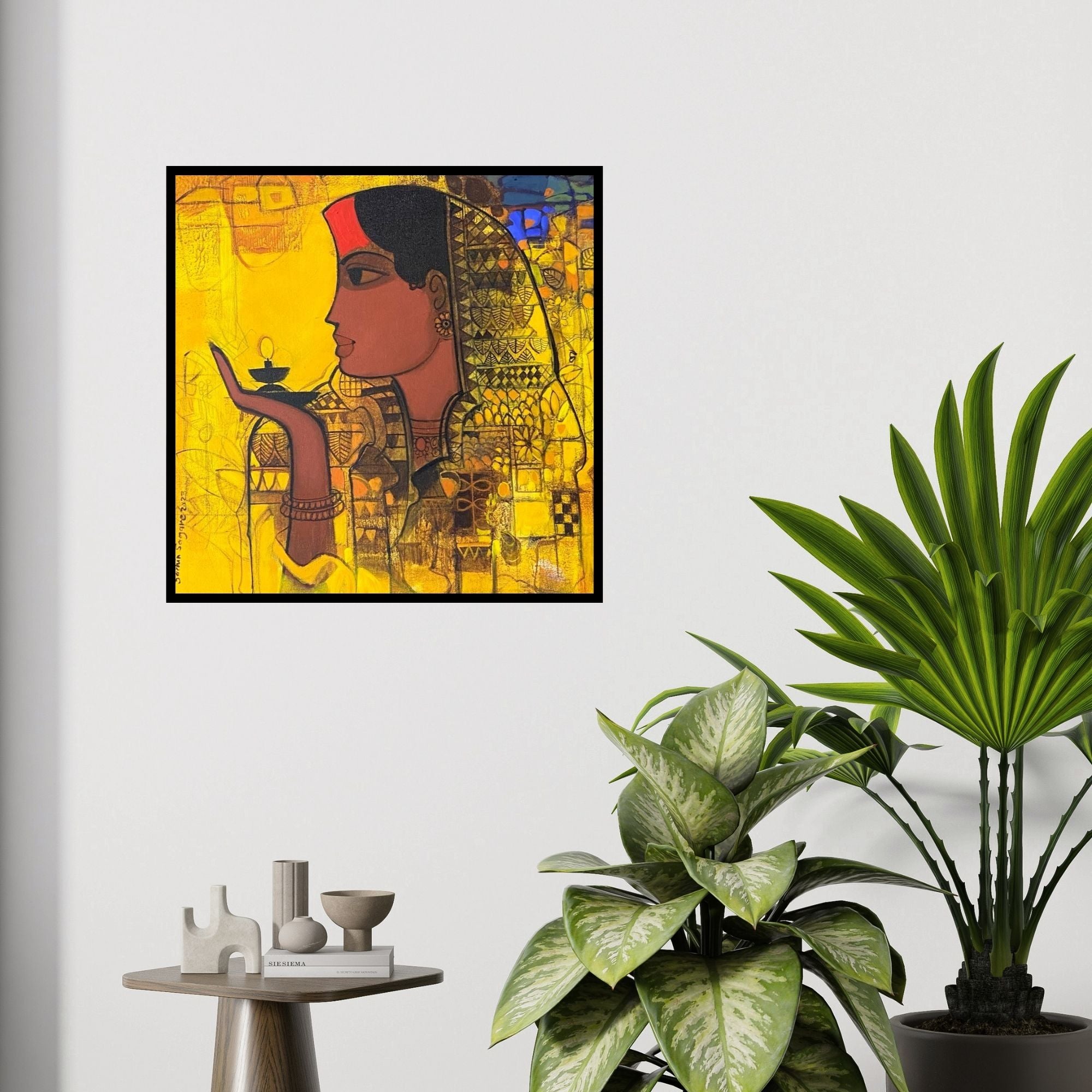 In-situ view of Sachin Sagare's 'Simplicity 3' painting in a room