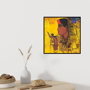 Preview of 'Simplicity 3' Painting by Sachin Sagare shown on a wall in a furnished room.