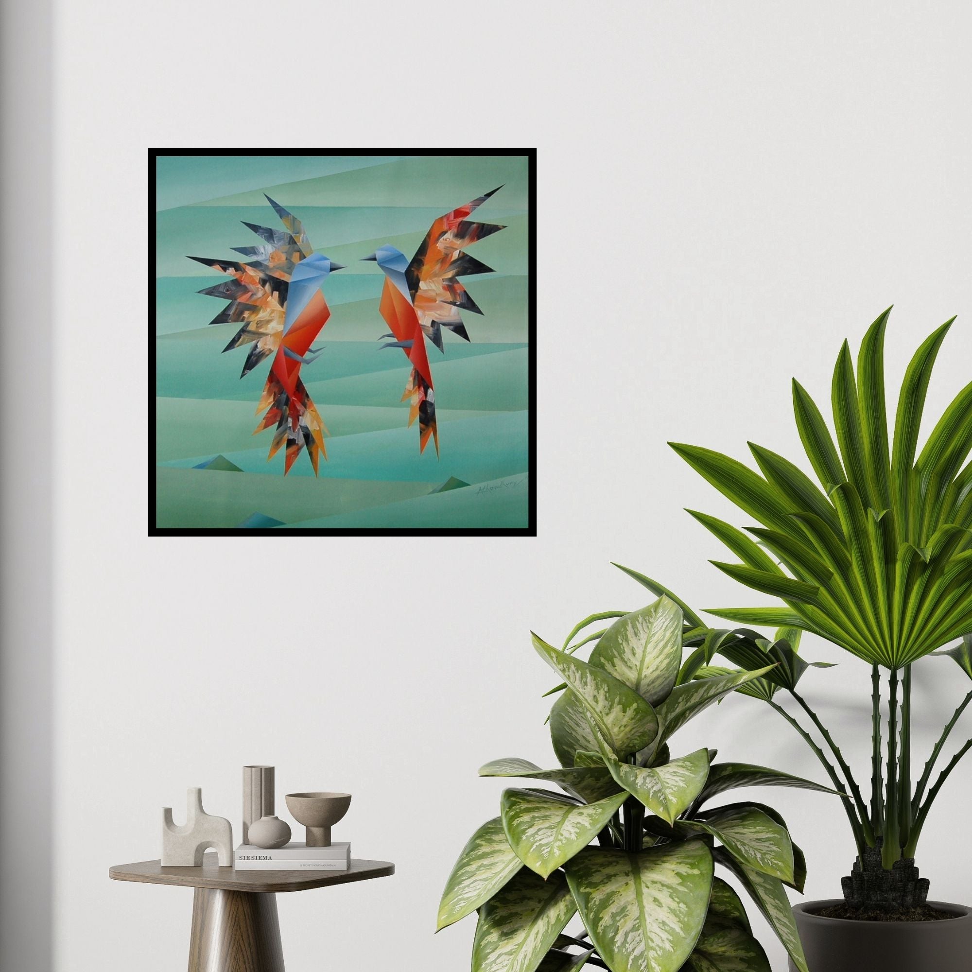 In-situ view of Nirakar Chowdhury's 'Simultaneous' painting in a room