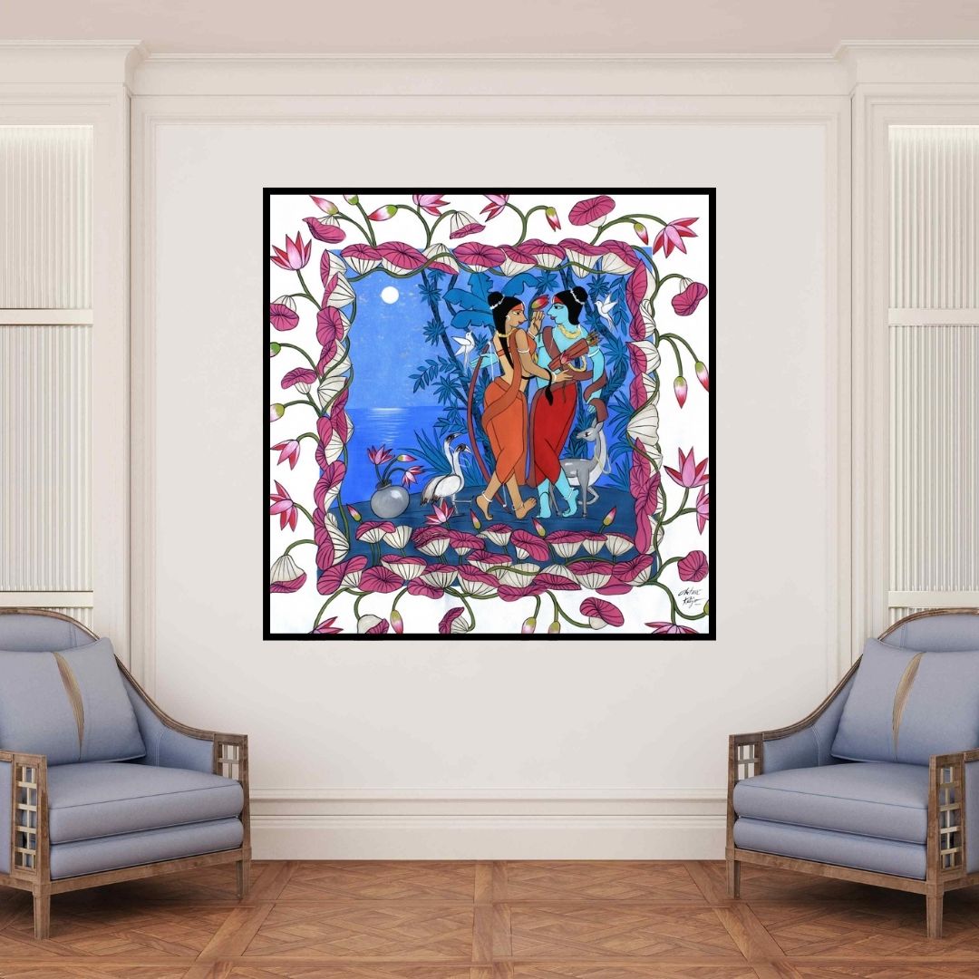 In-situ view of Chetan Katigar's 'Sita Ram (Eternal Love)' painting in a room