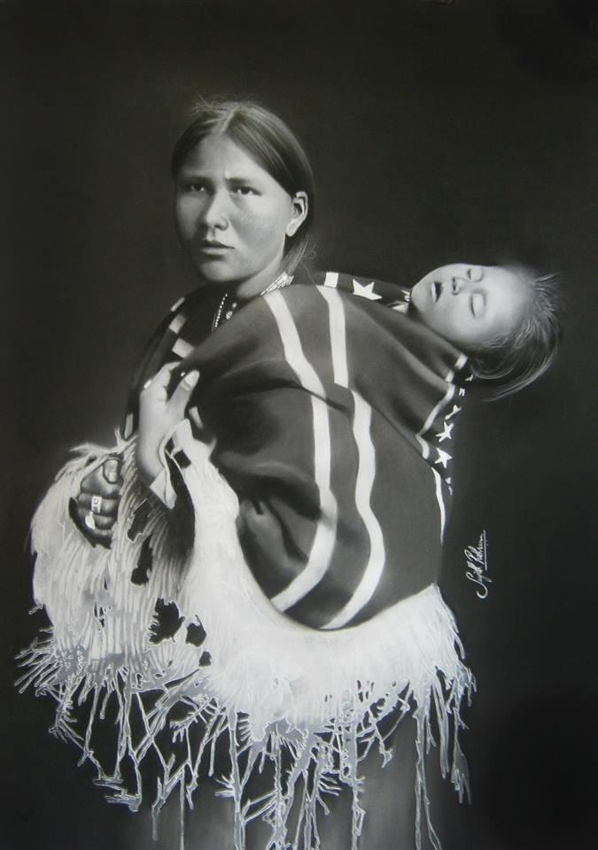 Realistic charcoal drawing titled 'Sleepingchild', 20x28 inches, by artist Sujith Puthran on Paper