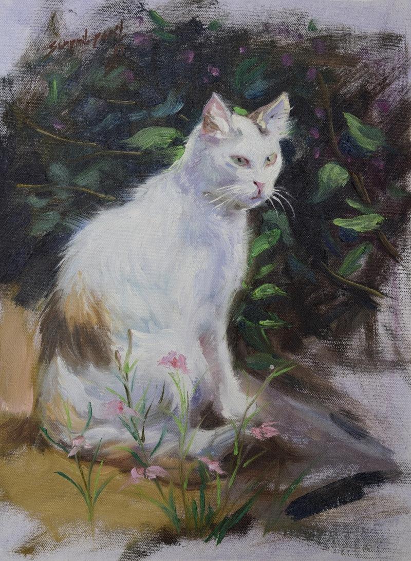 Animals oil painting titled 'Smart', 16x12 inches, by artist Swapniil Paatil on Canvas