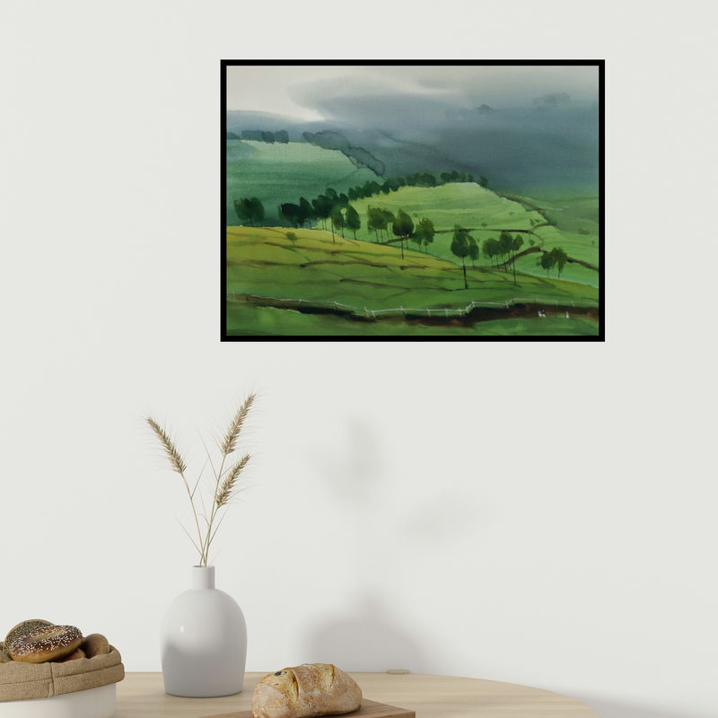 In-situ view of Prashant Prabhu's 'Smell The Mist (Enveloped in Mist)' painting in a room