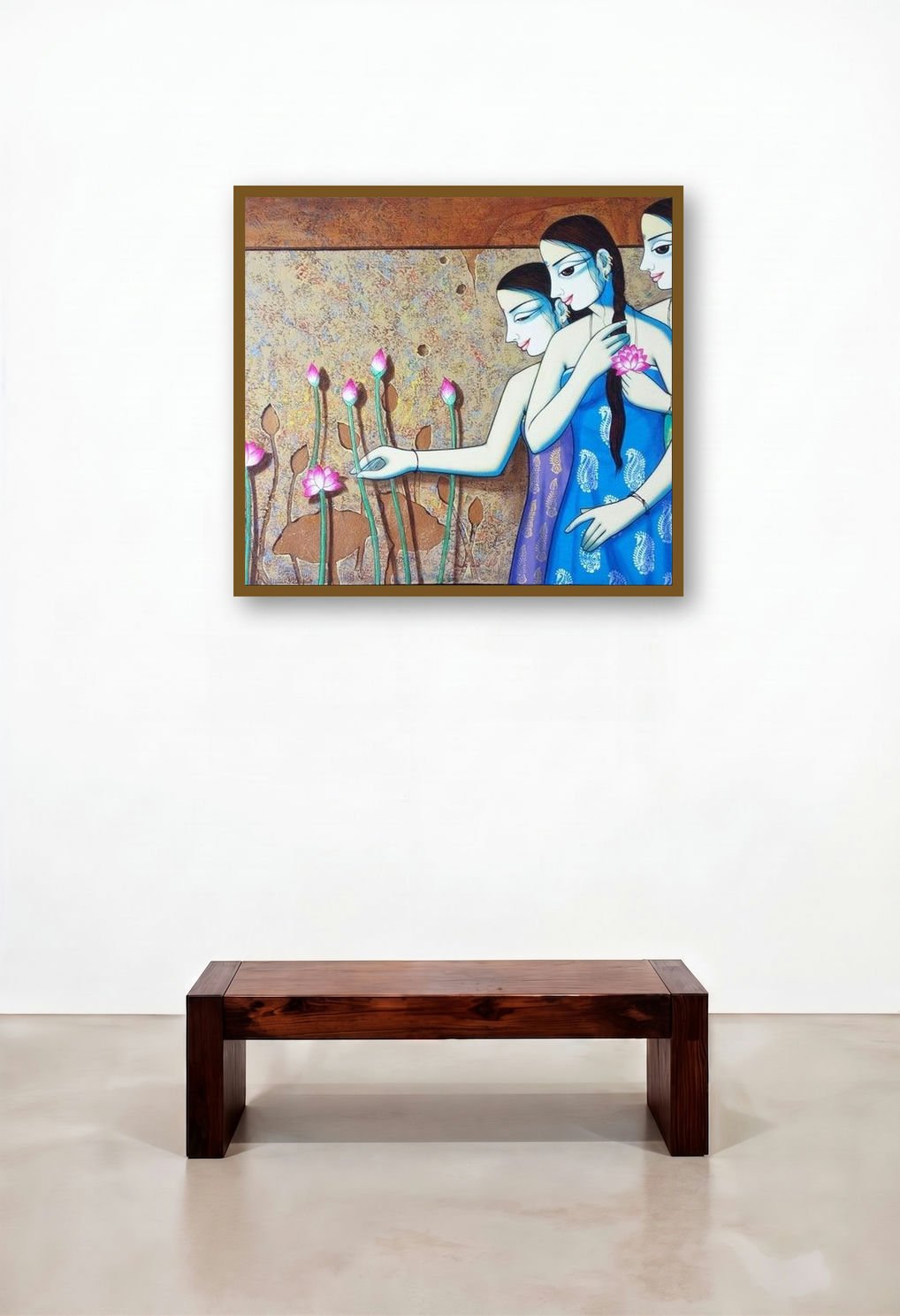 Smilie (Zebra Crossing) by artist Pravin Utge displayed in a Japandi Living Room