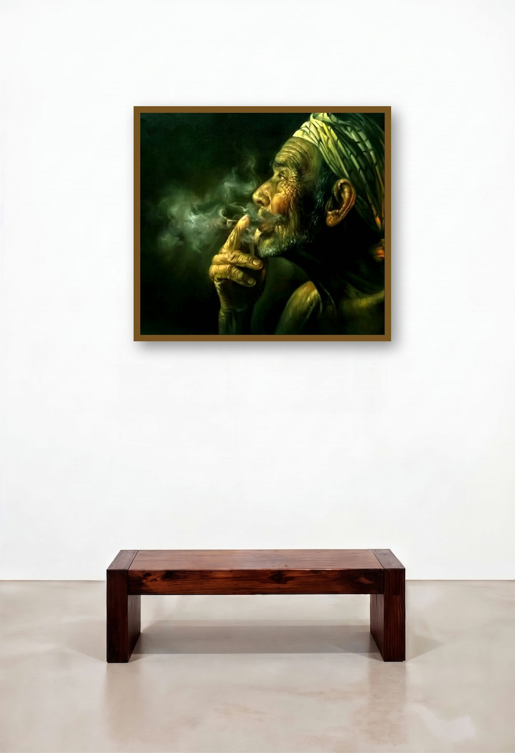 Smoker (Whispers of Smoke) by artist Balwinder Singh displayed in a Industrial Library