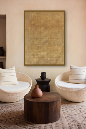 Solid Golden Abstract Ii by artist Mohit Bhatia displayed in a Museum Style gallery