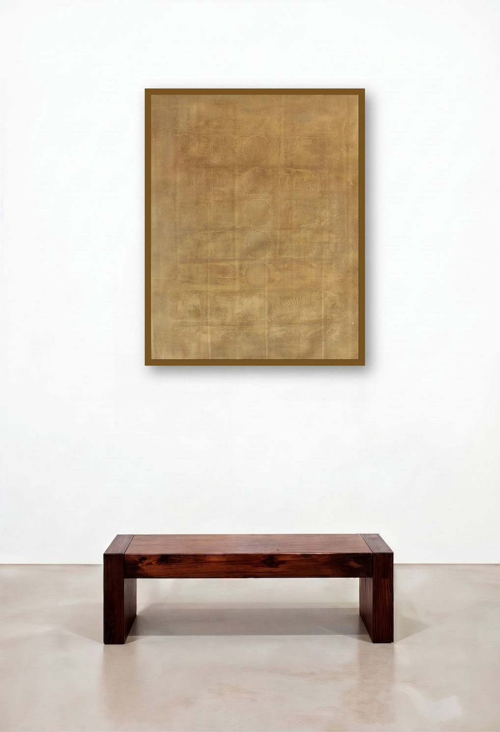 Solid Golden Abstract Ii by artist Mohit Bhatia displayed in a Traditional Reception Area