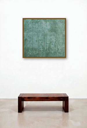 Solid Green Abstract Ii by artist Mohit Bhatia displayed in a Minimalist Lounge