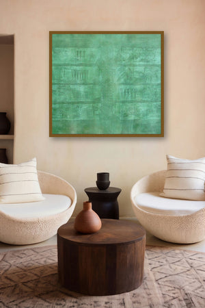 Solid Green Abstract Iii by artist Mohit Bhatia displayed in a Contemporary Exhibition gallery