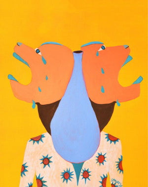 Solitary (The Vessel of Emotions) by Shantala Palat, Original Acrylic Contemporary Painting on Paper, X-Small Vertical Wall Art