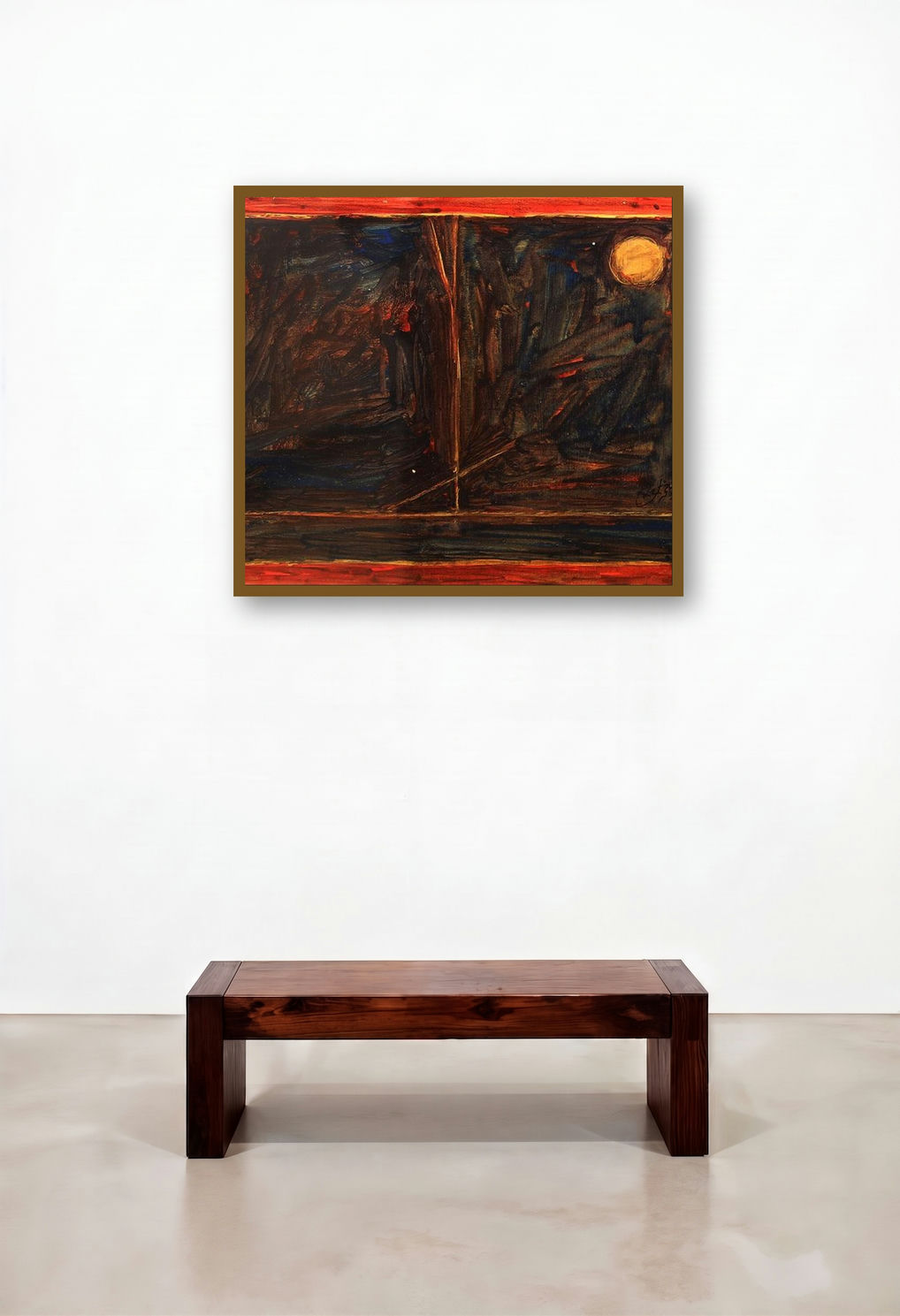 Solitude 11 (Moonlit Mystery) by artist Surendra Chaware displayed in a Rustic Home Office