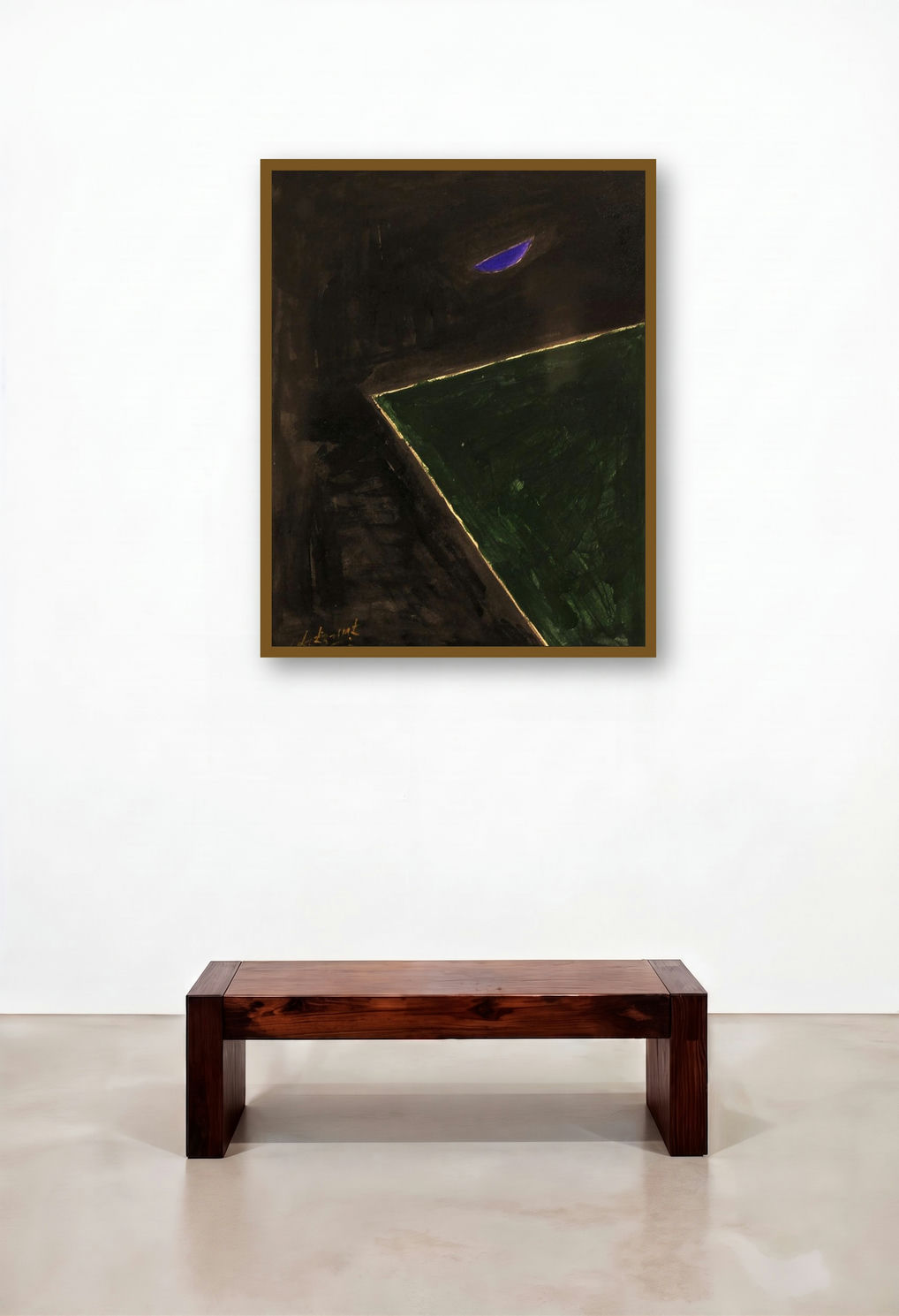 Solitude 13 (Midnight Reflection) by artist Surendra Chaware displayed in a Traditional Hallway