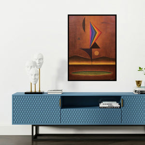 'Solitude 2 (Untitled)' painting by Surendra Chaware shown on a wall in a furnished room.