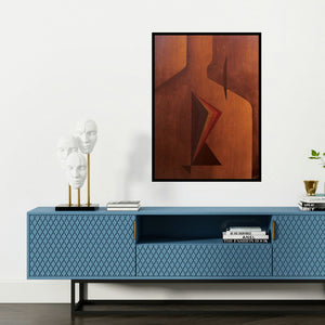 'Solitude 3 (Untitled)' painting by Surendra Chaware shown on a wall in a furnished room.