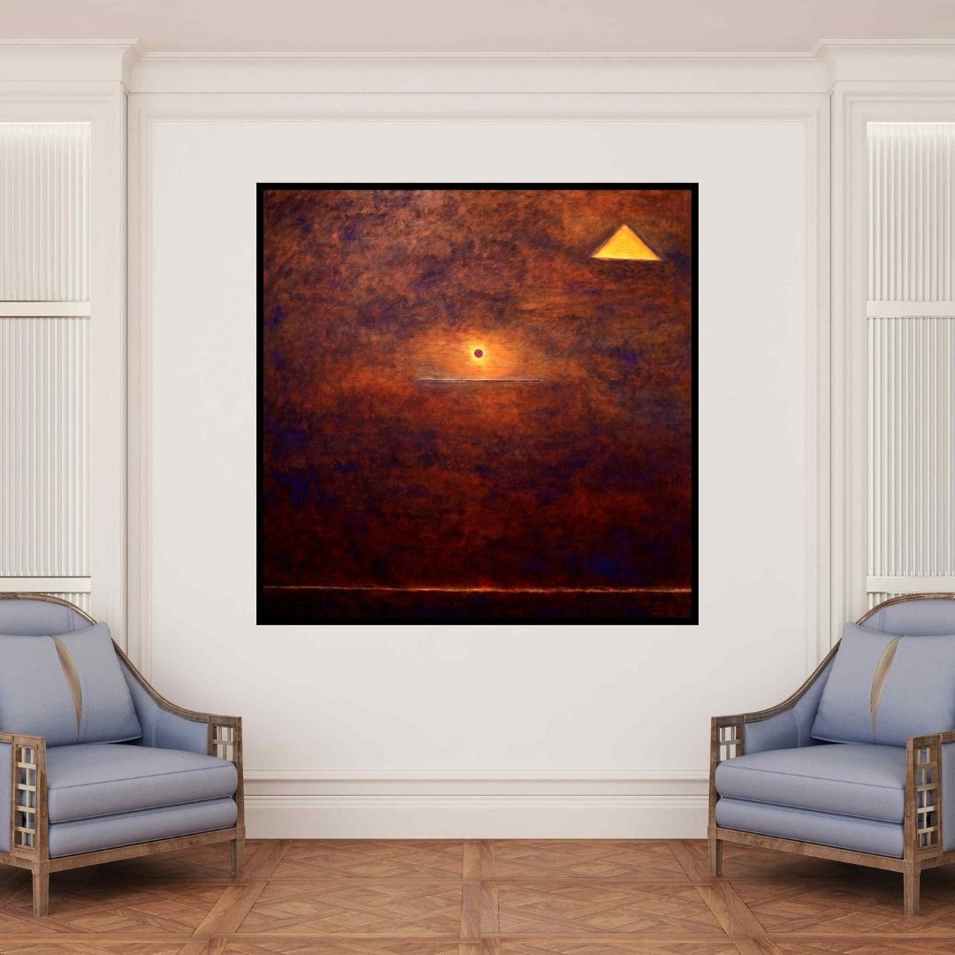 In-situ view of Surendra Chaware's 'Solitude 5 (Untitled)' painting in a room