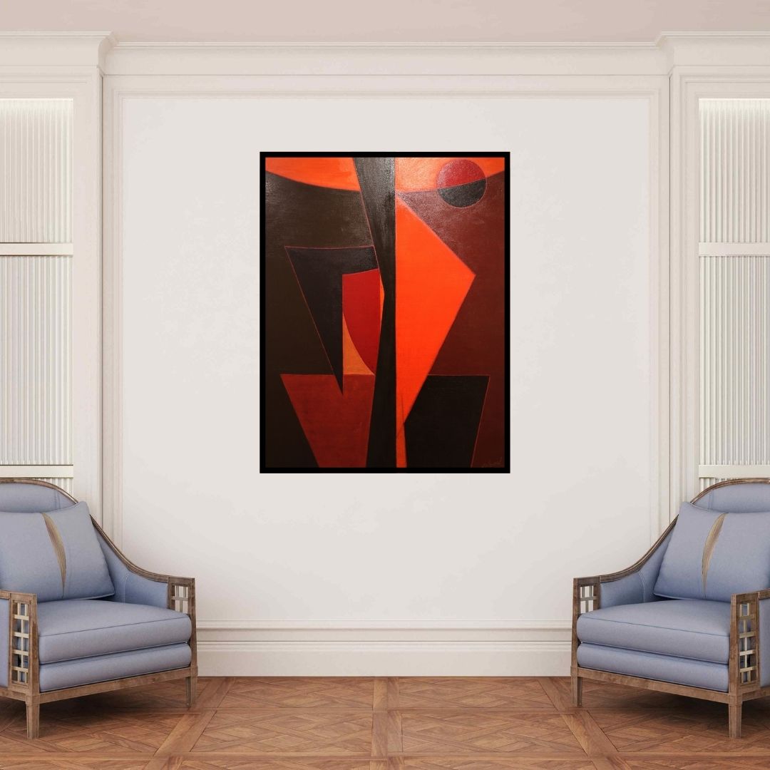 In-situ view of Surendra Chaware's 'Solitude 9 (Cosmic Dance)' painting in a room