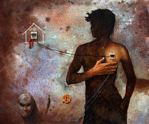 Figurative acrylic oil painting titled 'Some Relation', 36x48 inches, by artist Amit Thombare on Canvas