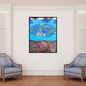 In-situ view of Govind Biswas's 'Some Steps In My Way (Mind Map)' painting in a room