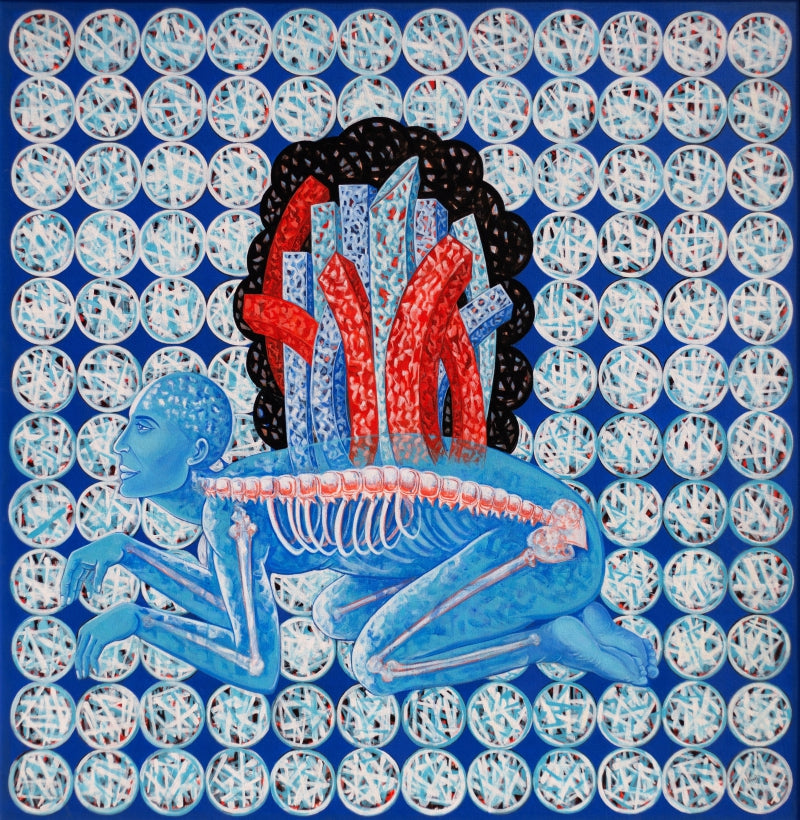 The Son Of Soil 2' contemporary acrylic painting by artist Manoj Paswan, 50x50 inch, on canvas