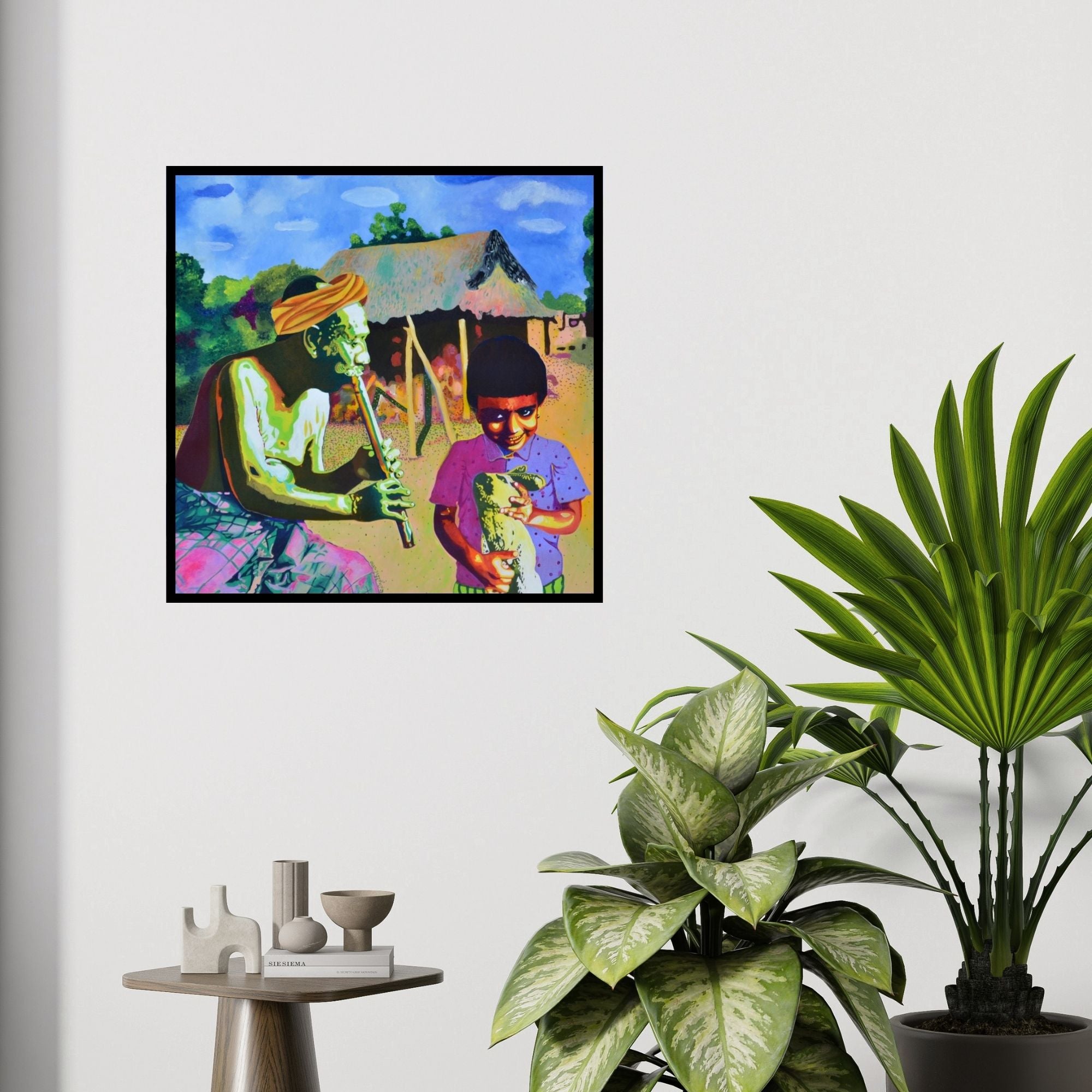 In-situ view of Gayatri Artist's 'Song From The Heaven' painting in a room