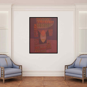 In-situ view of Digambar Gawali's 'Song Of Life 1 (The Heart of the Matter)' painting in a room