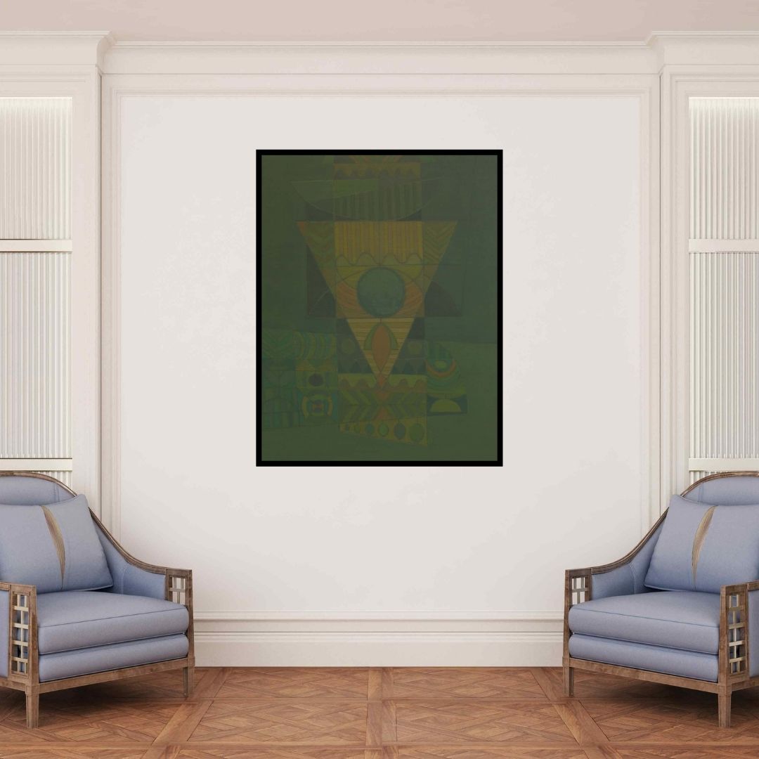 In-situ view of Digambar Gawali's 'Song Of Life 4 (Interconnected)' painting in a room