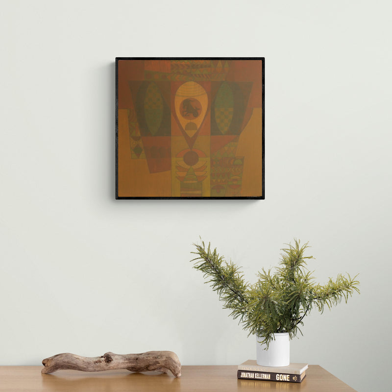 In-situ view of Digambar Gawali's 'Song Of Life 9 (The All-Seeing Eye of Vishnu)' painting in a room