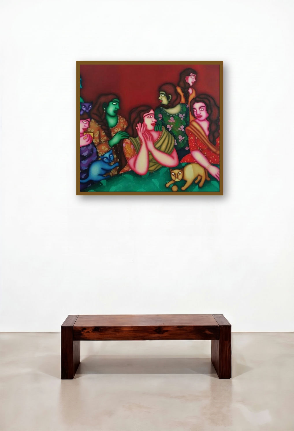 Songs Of Silence 4 (Girl's Talk) by artist Jayita Borthakur displayed in a Elegant Dining Room