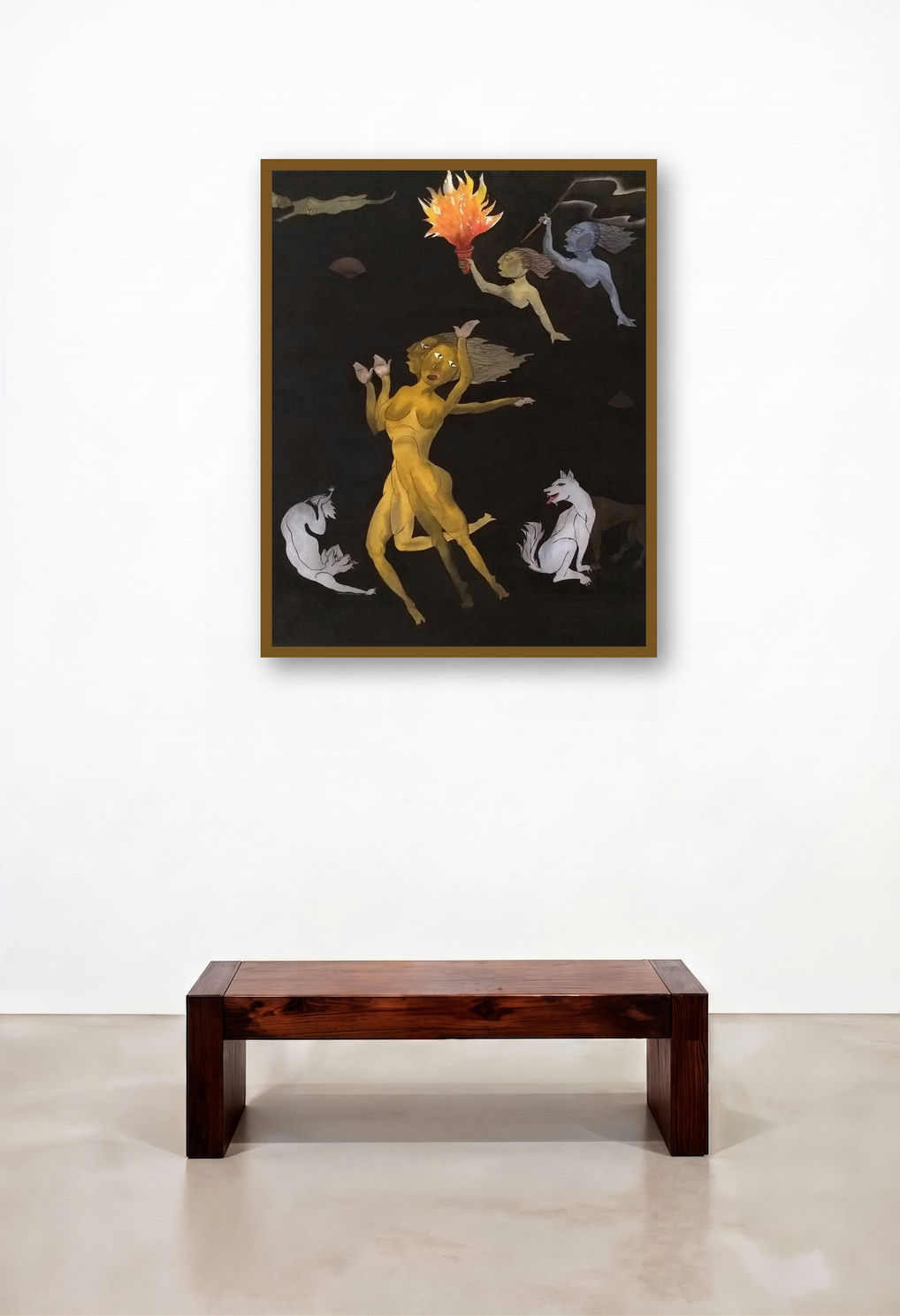 Sooth 1 (Surreal Nocturne) by artist Laxman Ahire displayed in a Modern Lounge