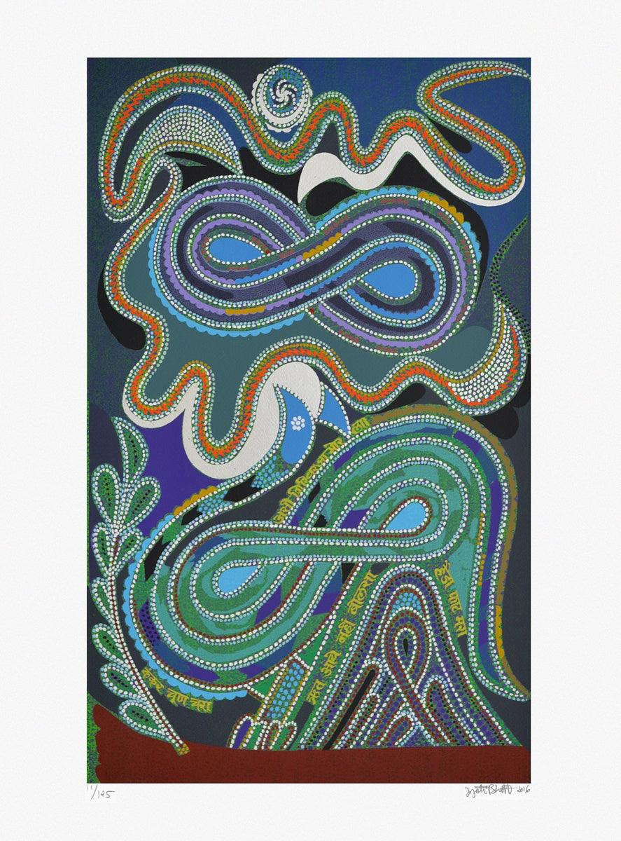 contemporary serigraphs painting titled 'Sorath Malhaar', 30x22 inches, by artist Jyoti Bhatt on Paper