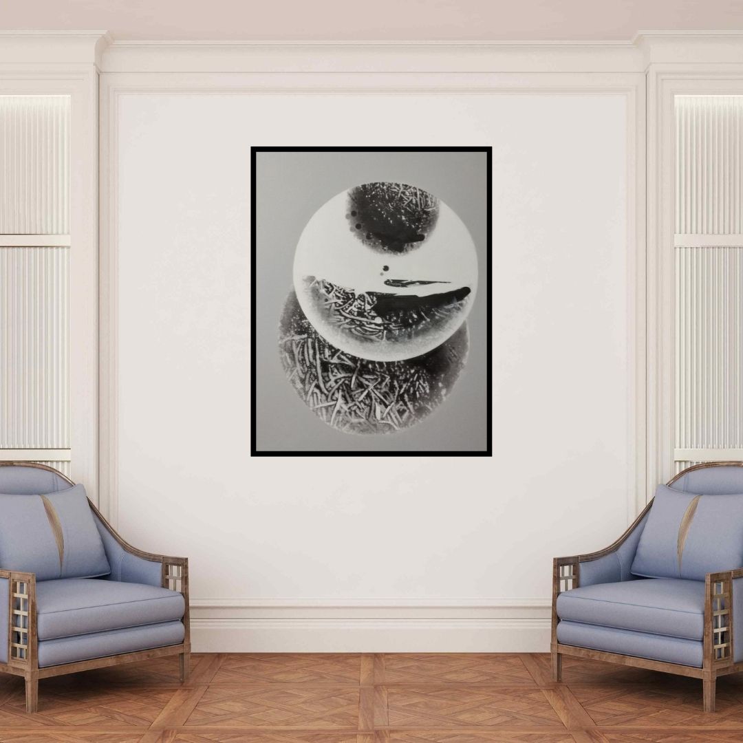 In-situ view of Kusum Lata Sharma's 'Soul Beyond The Earth (Abstract Forms)' painting in a room