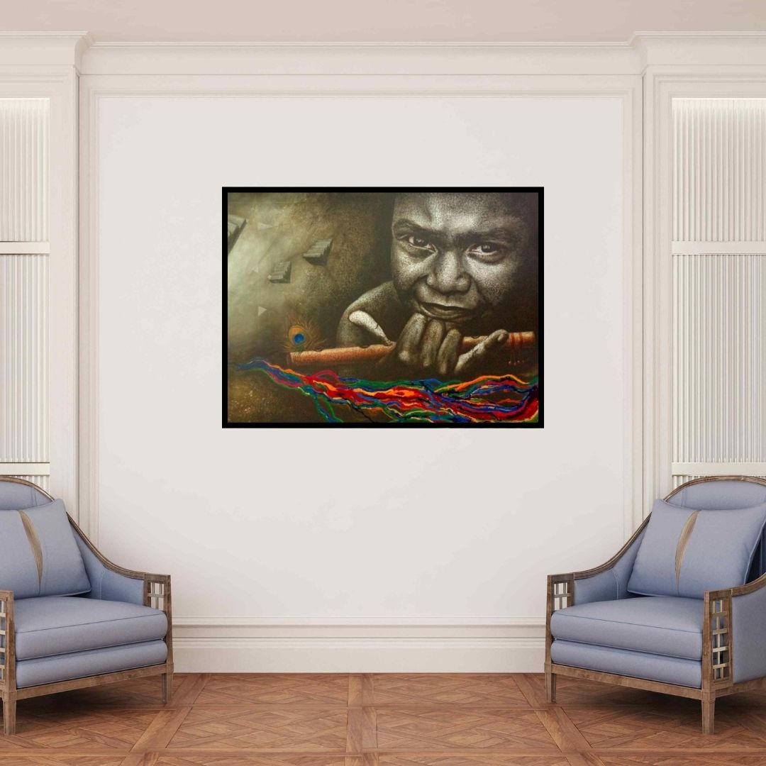 In-situ view of Palash Halder's 'Soul Of Colorful Hope' painting in a room