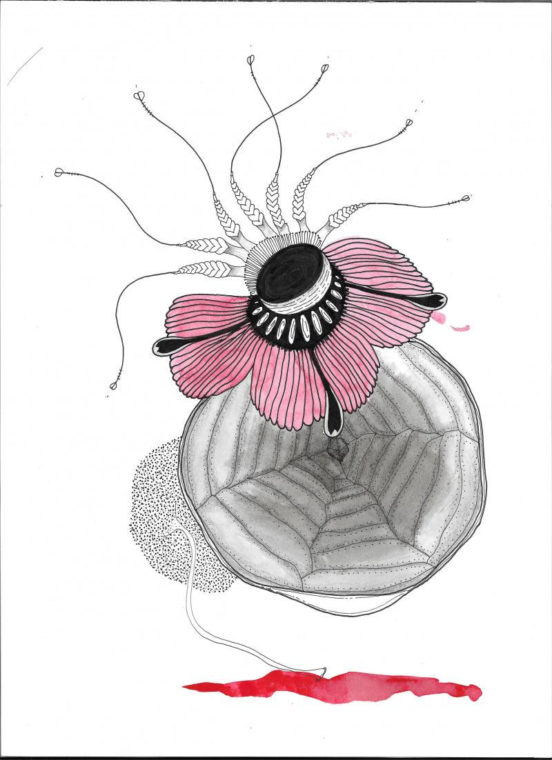 Nature archival ink drawing titled 'Soul Portrait Ii 1', 12x8 inches, by artist Shikha Baheti on acid free paper