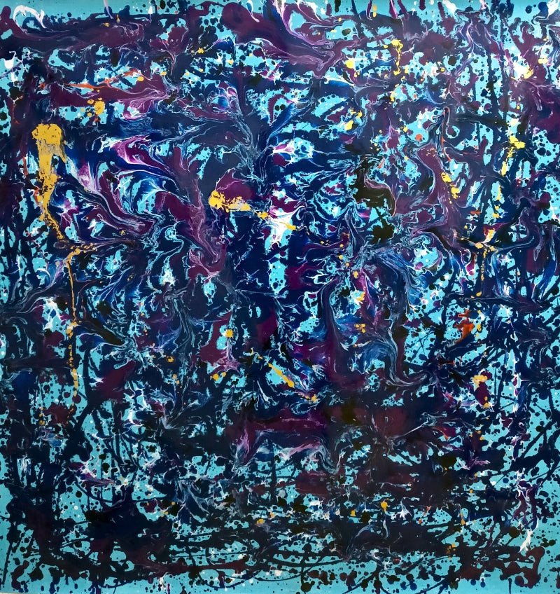 'Soulescape' abstract enamel painting by artist Ravi Vishwakarma, 48x48 inch, on canvas