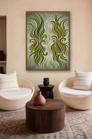 Soulmates Sienna (Kindred Spirits) by artist Manju Lamba displayed in a Luxury gallery