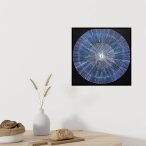 Preview of 'Source Of Creation (The Eye of Creation)' Painting by Rajib Deyashi shown on a wall in a furnished room.